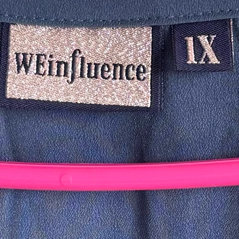 3 FOR $10 WEINFLUENCE Women’s 1X Blue Faux Wrap Sleeveless Blouse - Picture 4 of 5